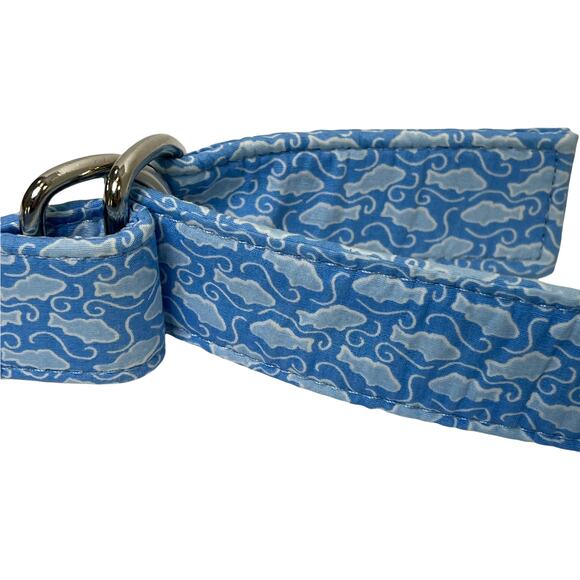 Vineyard Vines Women's Ring Belt Cotton Blue Fish Adjustable Preppy Size M - Picture 5 of 7